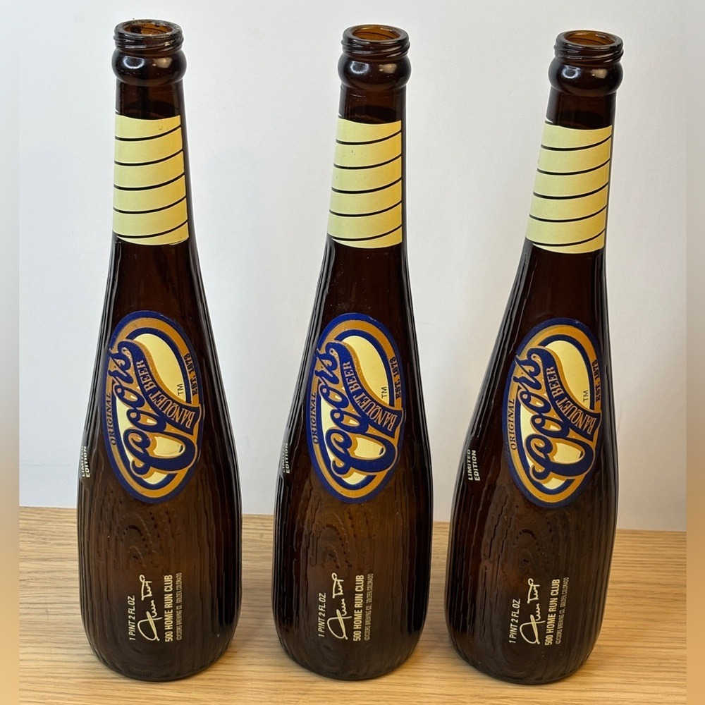 Coors Beer Bottle Baseball Bat Limited Edition 500 Home Run Club Set of‎ 3 Amber
